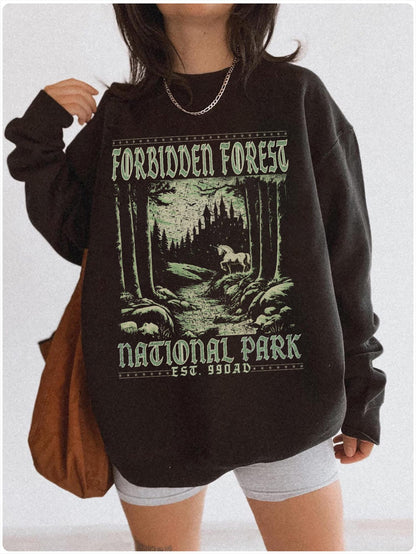 Forbidden Forest Crewneck Sweatshirt – Bookish Wizard Cozy Pullover - Image 3