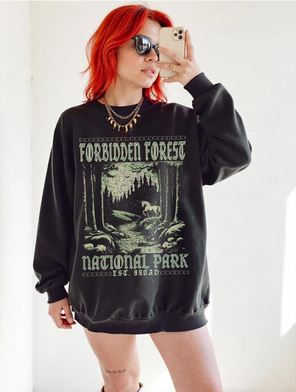 Forbidden Forest Crewneck Sweatshirt – Bookish Wizard Cozy Pullover