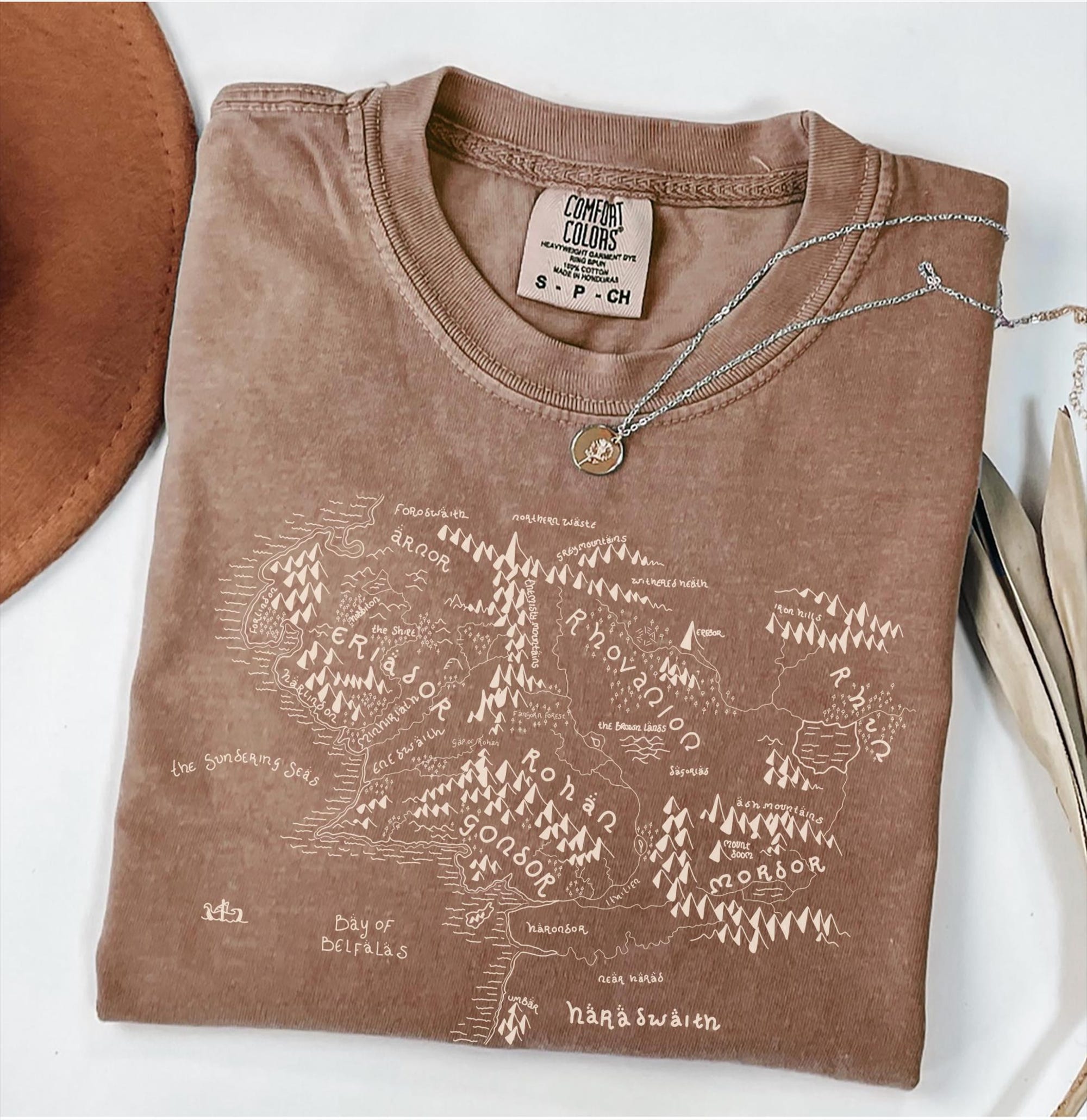 Middle Earth Map T‑Shirt (Comfort Colors 1717) – Soft Vintage Tee - Image 2