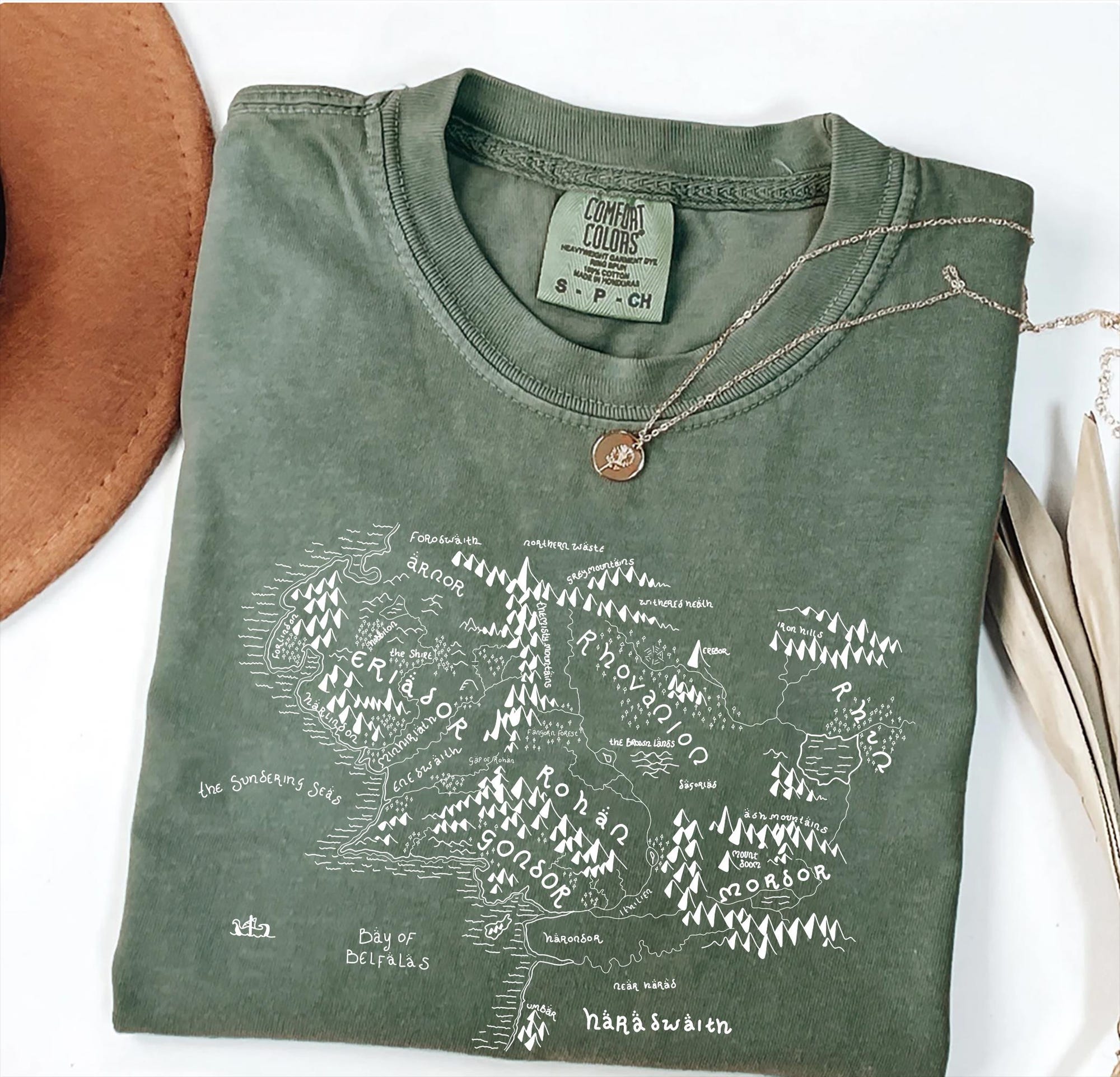 Middle Earth Map T‑Shirt (Comfort Colors 1717) – Soft Vintage Tee - Image 4