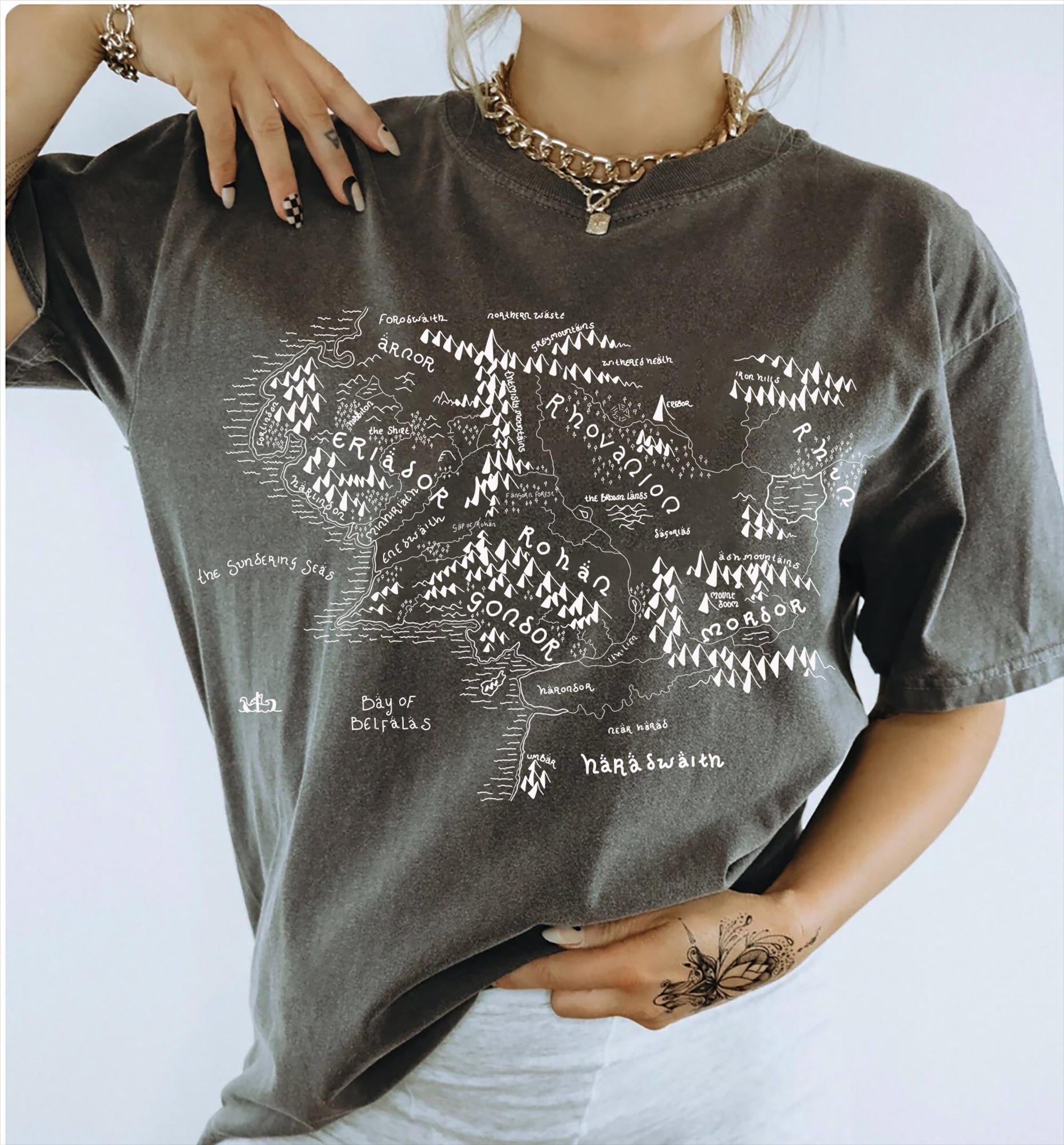 Vintage Middle Earth Map T‑Shirt | Comfort Colors Bookish Tee - Image 2