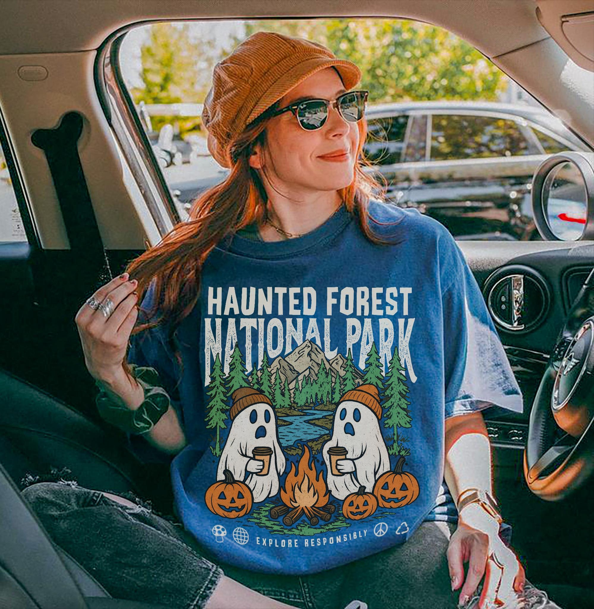 Haunted Forest Hiking Shirt – Comfort Colors Ghost Tee - Image 2