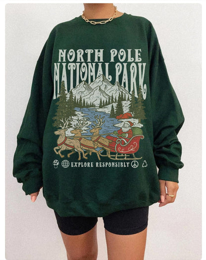 90s Santa National Parks Crewneck Sweatshirt – North Pole