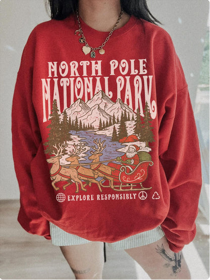 90s Santa National Parks Crewneck Sweatshirt – North Pole - Image 3