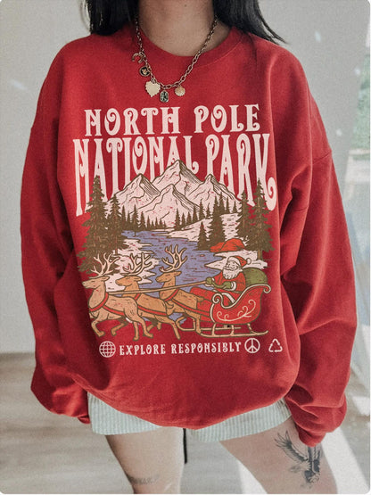 90s Santa National Parks Crewneck Sweatshirt – North Pole - Image 3
