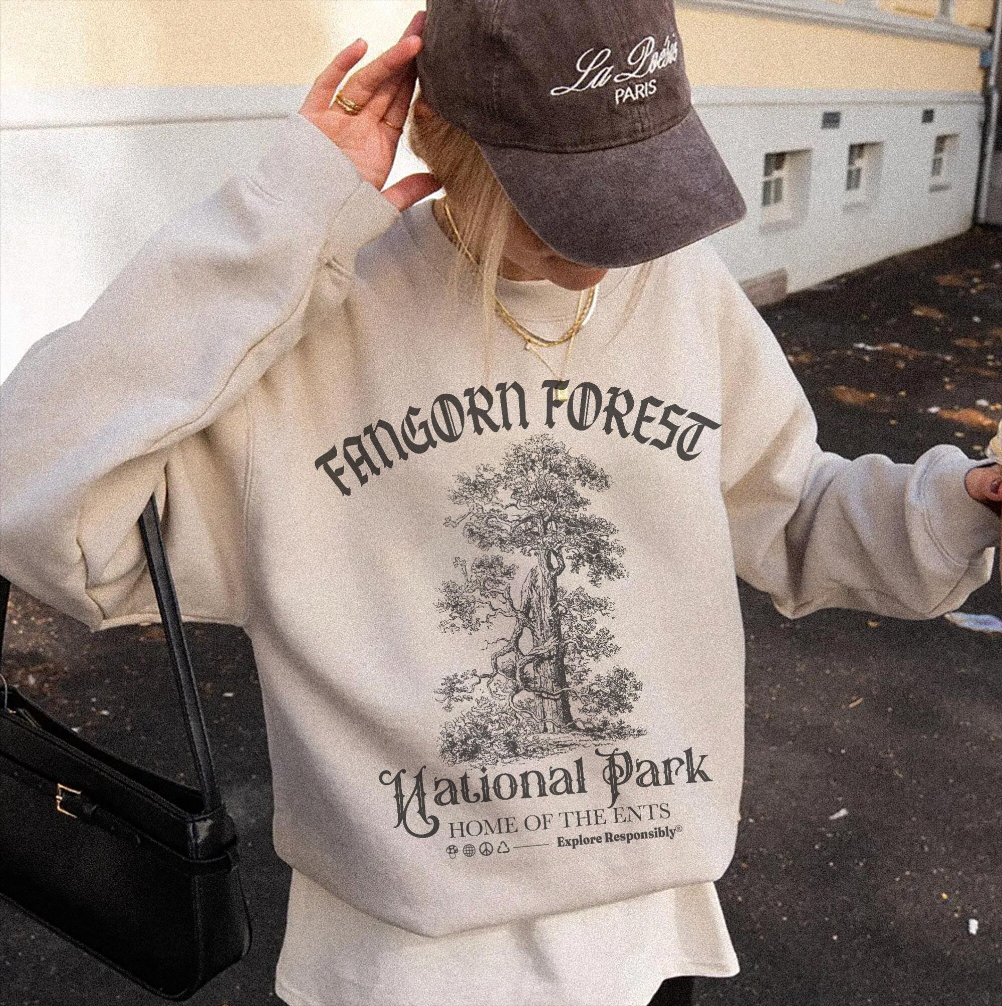 Fangorn Forest Crewneck Sweatshirt – Vintage Hiking Bookish Pullover - Image 4