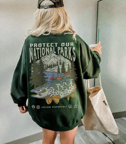 Protect Our National Parks Crewneck Sweatshirt (Front/Back)