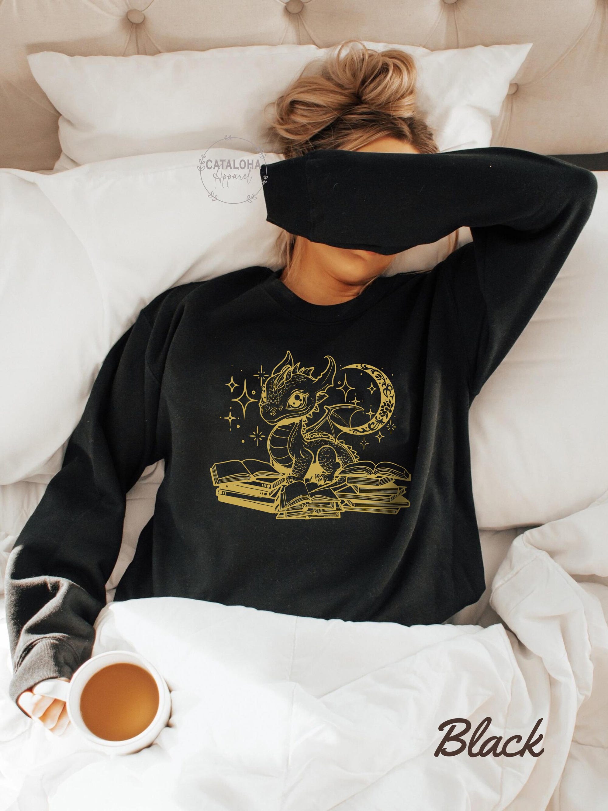 Book Dragon Crewneck Sweatshirt for Fantasy Book Lovers - Image 5