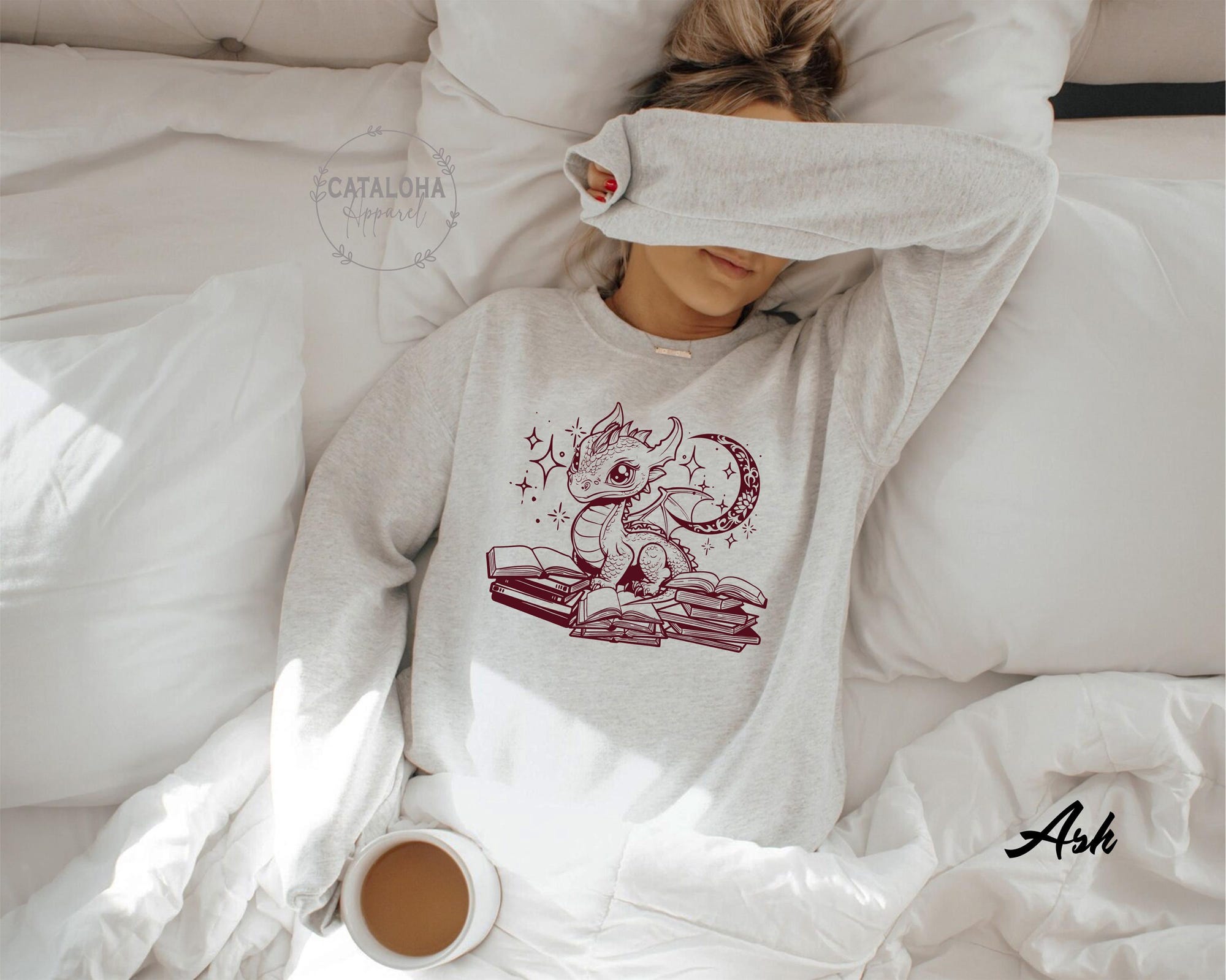 Book Dragon Crewneck Sweatshirt for Fantasy Book Lovers