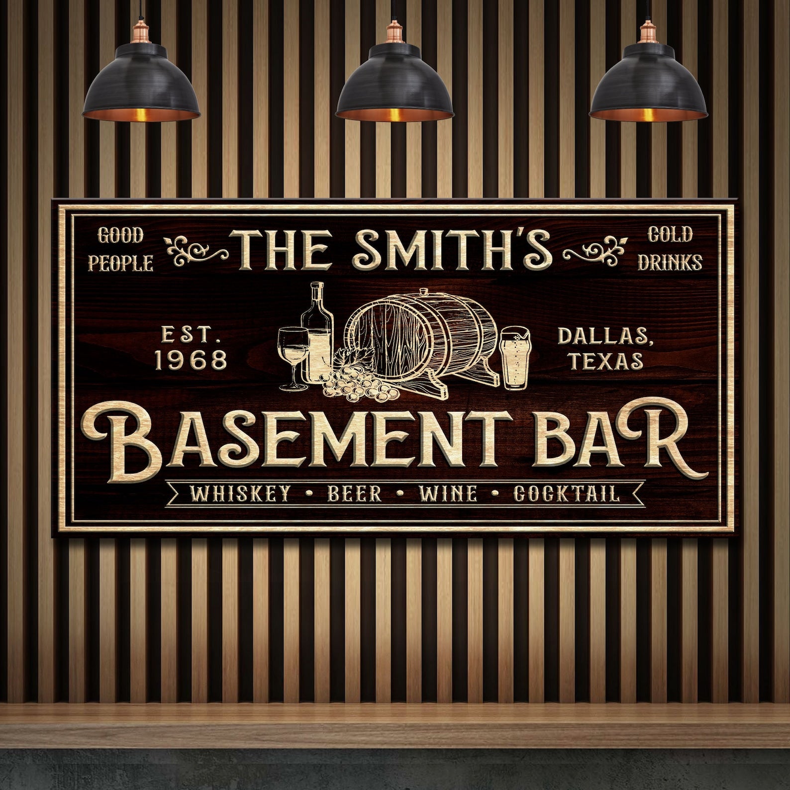 Personalized Basement Bar Sign Canvas