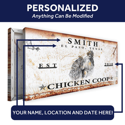 Personalized Chicken Coop Sign - Custom Family Name & Est. Date
