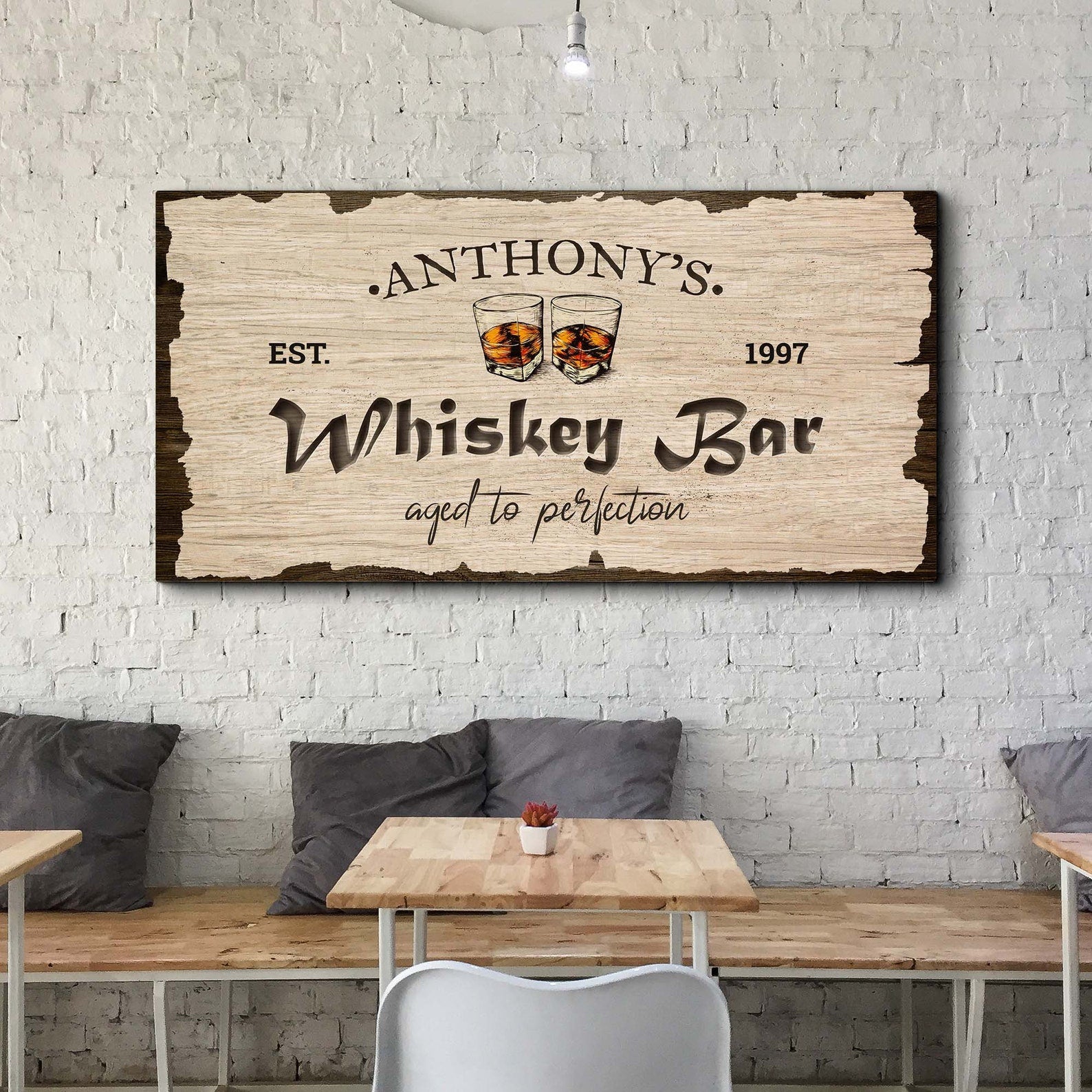 Personalized Whiskey Bar Sign - Aged To Perfection Canvas