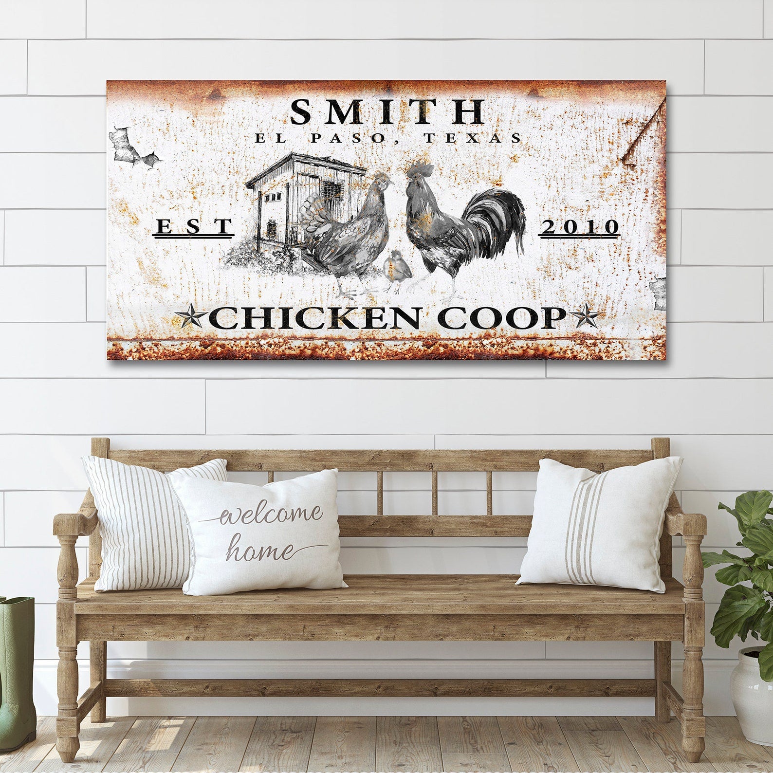 Personalized Chicken Coop Sign - Custom Family Name & Est. Date