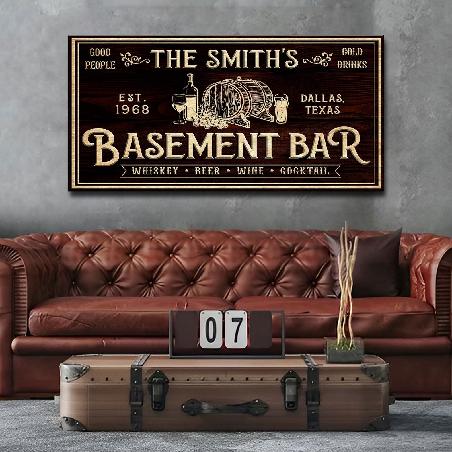 Personalized Basement Bar Sign Canvas