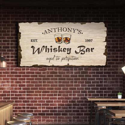Personalized Whiskey Bar Sign - Aged To Perfection Canvas