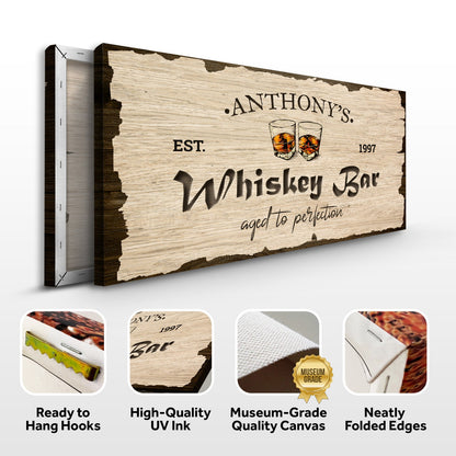 Personalized Whiskey Bar Sign - Aged To Perfection Canvas