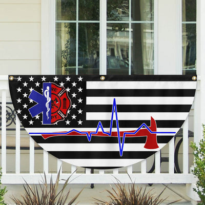 EMT Firefighter American Non-Pleated Fan Flag