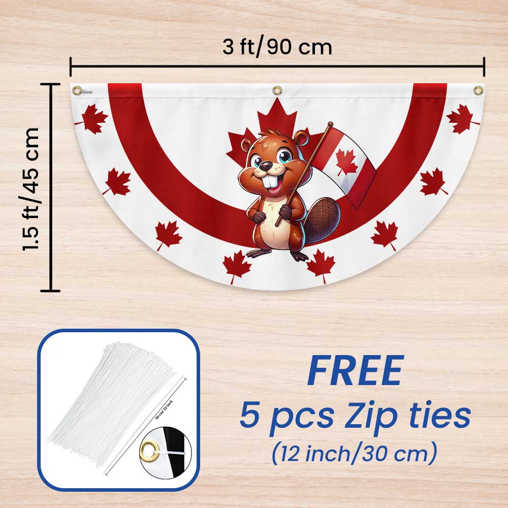 Happy Canada Day Beaver 1st Of july Non-Pleated Fan Flag