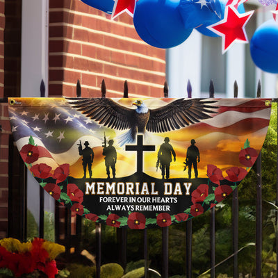 Memorial Day Forever In Our Hearts Non-Pleated Fan Flag