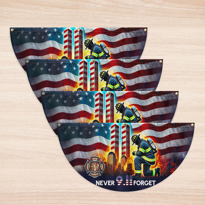 Patriot Day 911 Never Forget Firefighter Twin Tower American Non-Pleated Fan Flag