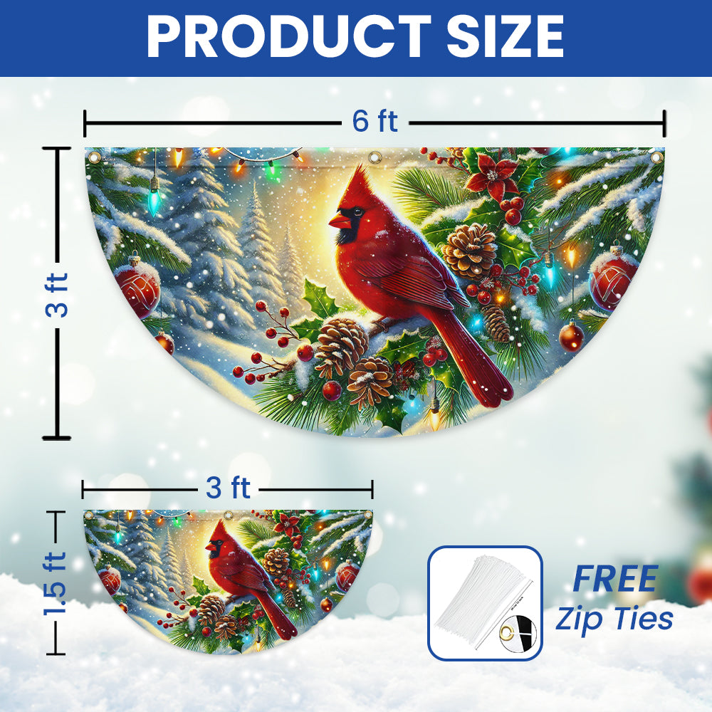 Cardinal Winter Christmas Non-Pleated Fan Flag