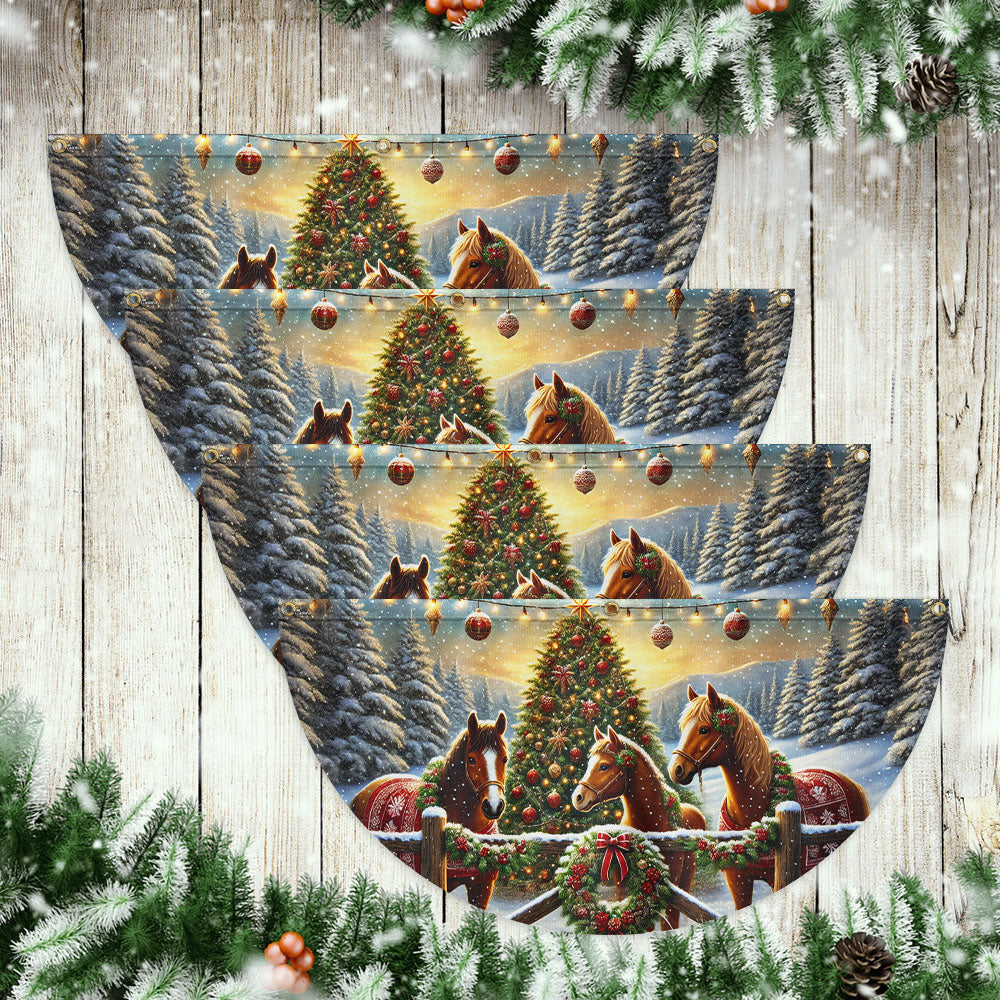 Horse Christmas Farm Non-Pleated Fan Flag