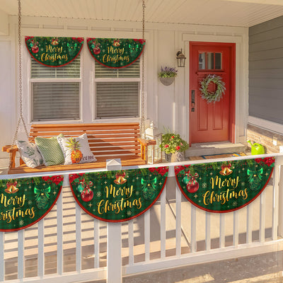 Merry Christmas Winter Holiday Decorations Non-Pleated Fan Flag