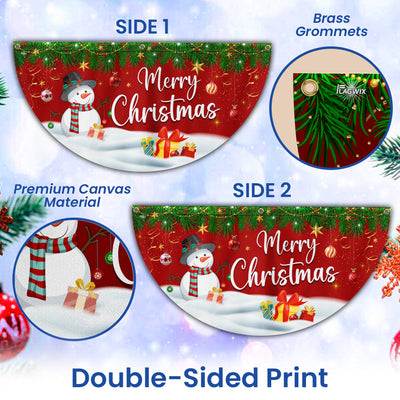 Merry Christmas Snowman Non-Pleated Fan Flag