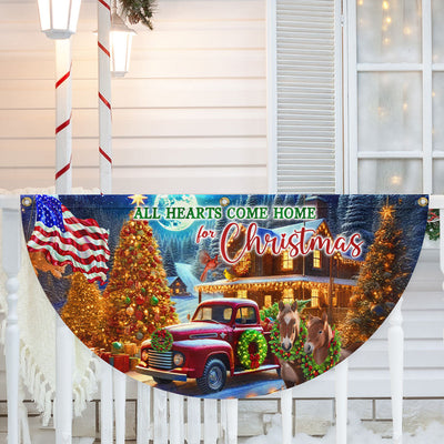 Christmas Horse All Hearts Come Home For Christmas Non-Pleated Fan Flag