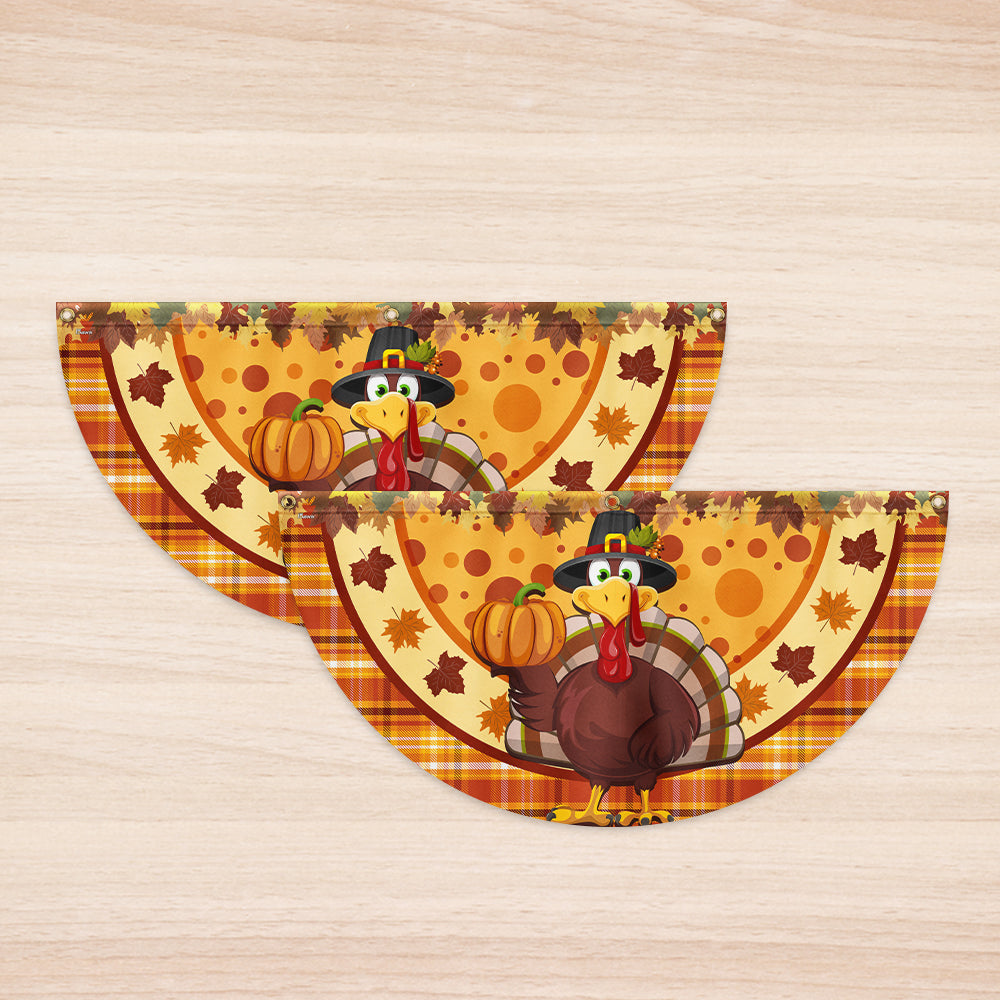 Thanksgiving Turkey Fall Non-Pleated Fan Flag