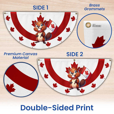Happy Canada Day Beaver 1st Of july Non-Pleated Fan Flag