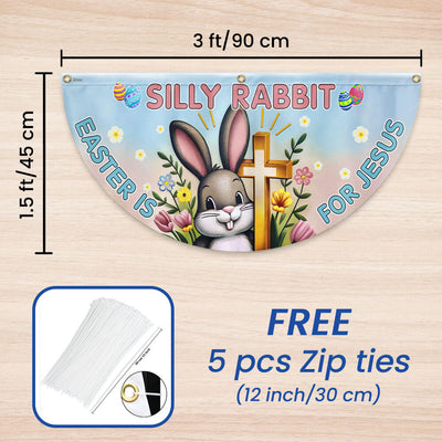 Bunny Easter Day Silly Rabbit Easter is for Jesus Non-Pleated Fan Flag