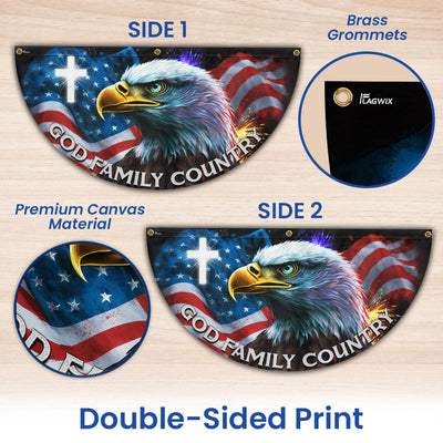 Patriotic Eagle God Family Country Non-Pleated Fan Flag