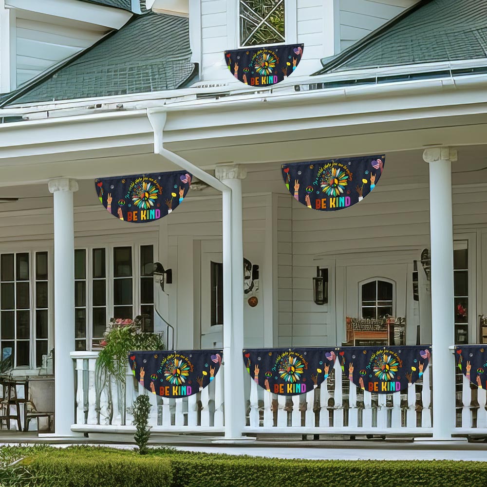 Hippie Flag In A World Where You Can Be Anything Be Kind. Peace Sign Non-Pleated Fan Flag
