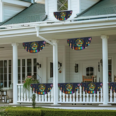 Hippie Flag In A World Where You Can Be Anything Be Kind. Peace Sign Non-Pleated Fan Flag