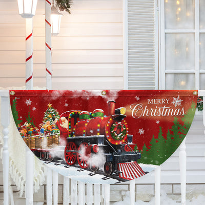 Christmas Santa Train Santa Claus Non-Pleated Fan Flag