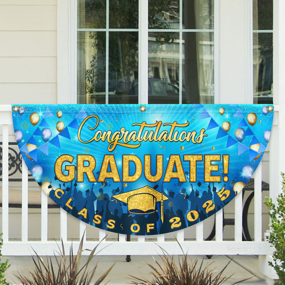 Happy Graduation, Congratulation Graduate Class of 2025 Non-Pleated Fan Flag