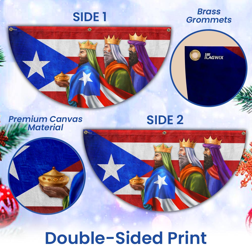Three Kings Three Wise Men Puerto Rico Epiphany Feliz dia de Reyes Non-Pleated Fan Flag