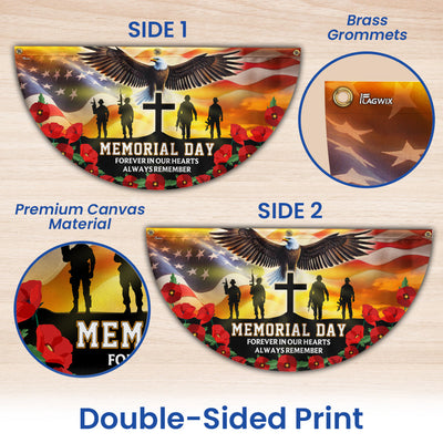 Memorial Day Forever In Our Hearts Non-Pleated Fan Flag