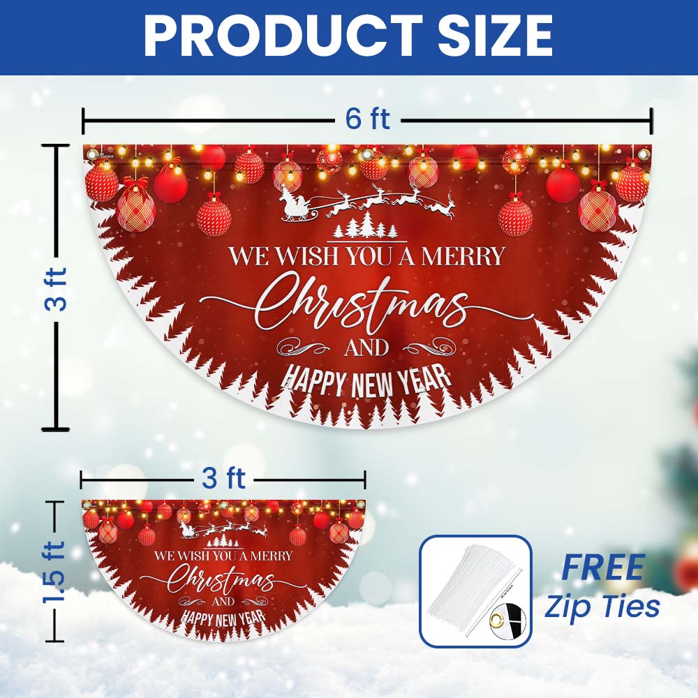 We Wish You A Merry Christmas And Happy New Year Non-Pleated Fan Flag