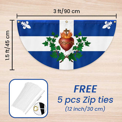 Quebec Sacred Heart Of Jesus Flag Christian Catholic Non-Pleated Fan Flag