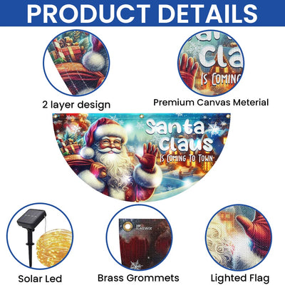 Santa Claus Is Coming Christmas Solar Led Fan Flag