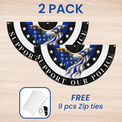 Thin Blue Line Eagle Back The Blue Non-Pleated Fan Flag