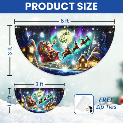 Christmas Santa Sleigh Reindeer To The Moon Festive Xmas Solar Led Fan Flag