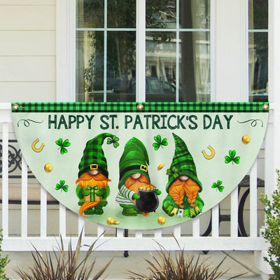 Happy Patrick's Day Gnomes Non-Pleated Fan Flag