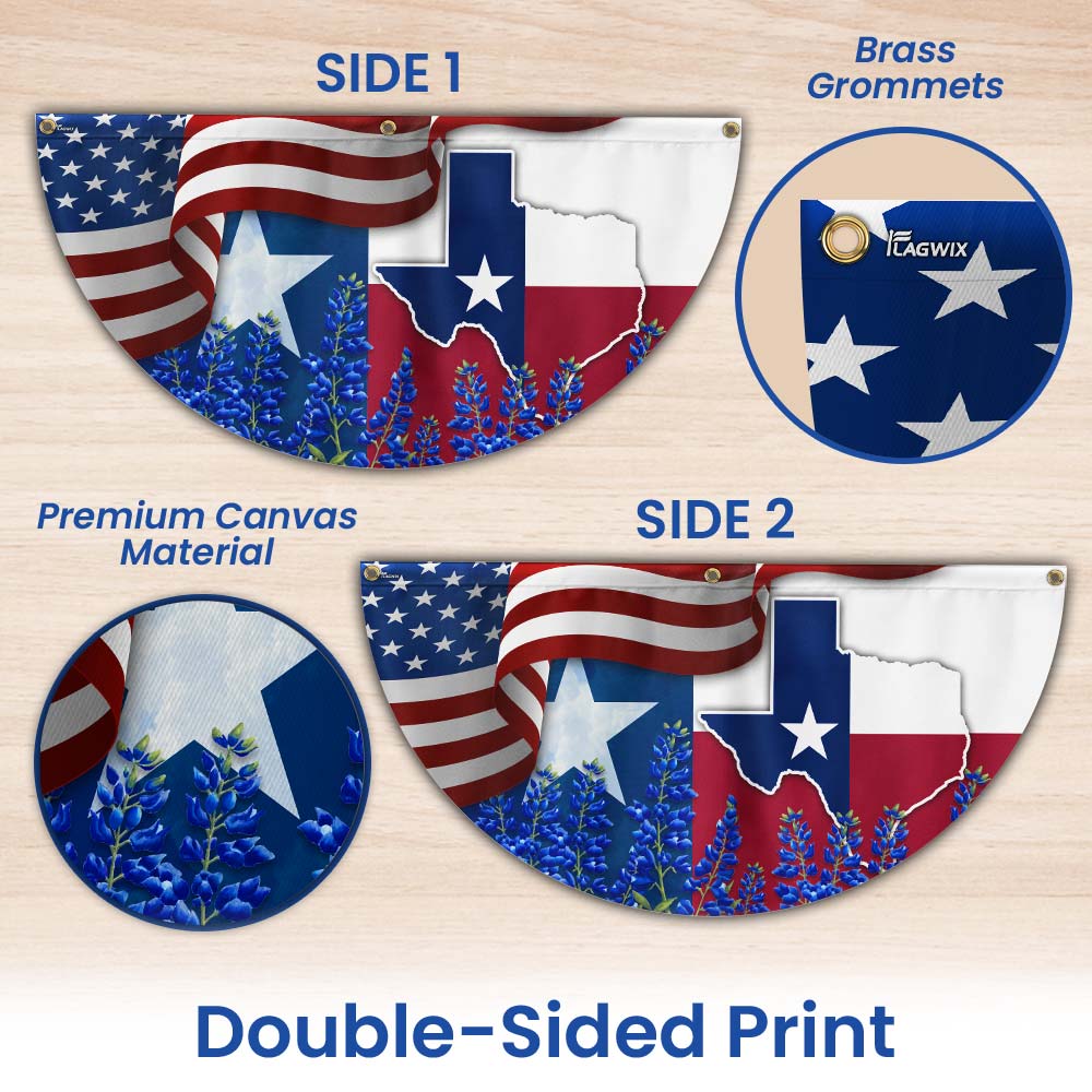 Texas Bluebonnet Non-Pleated Fan Flag