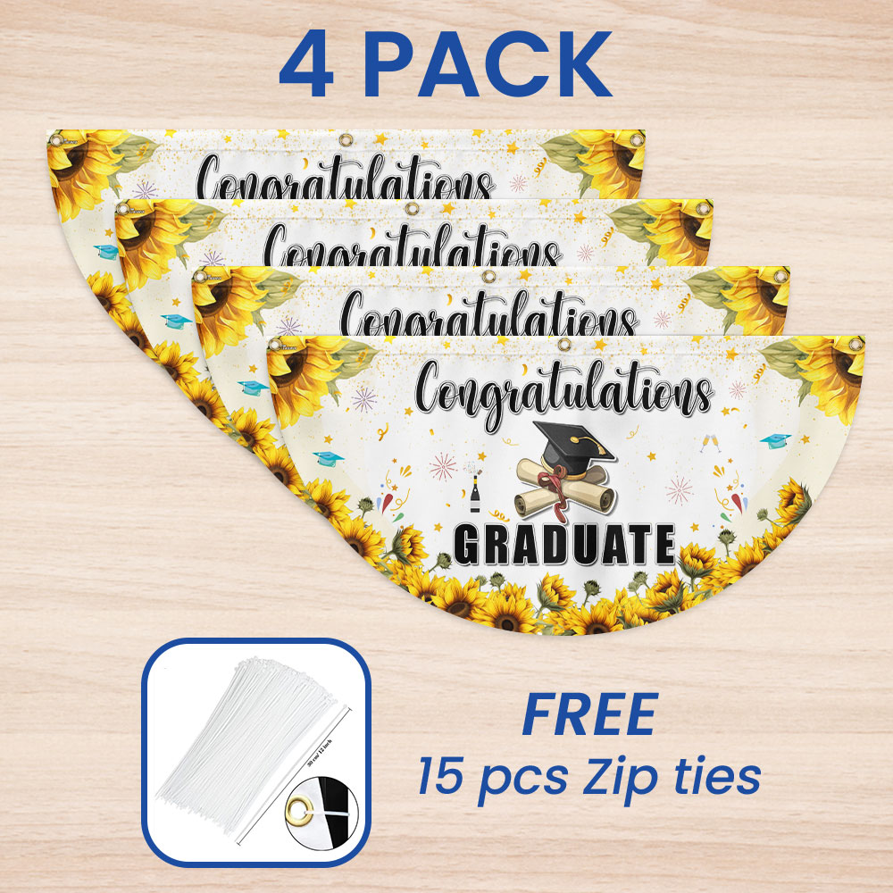 Congratulations Graduate Non-Pleated Fan Flag