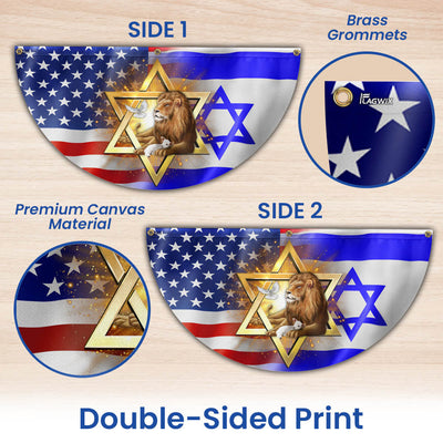 Jewish Lion Of Judah Israel American Non-Pleated Fan Flag