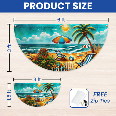 Beach Summer Life Non-Pleated Fan Flag