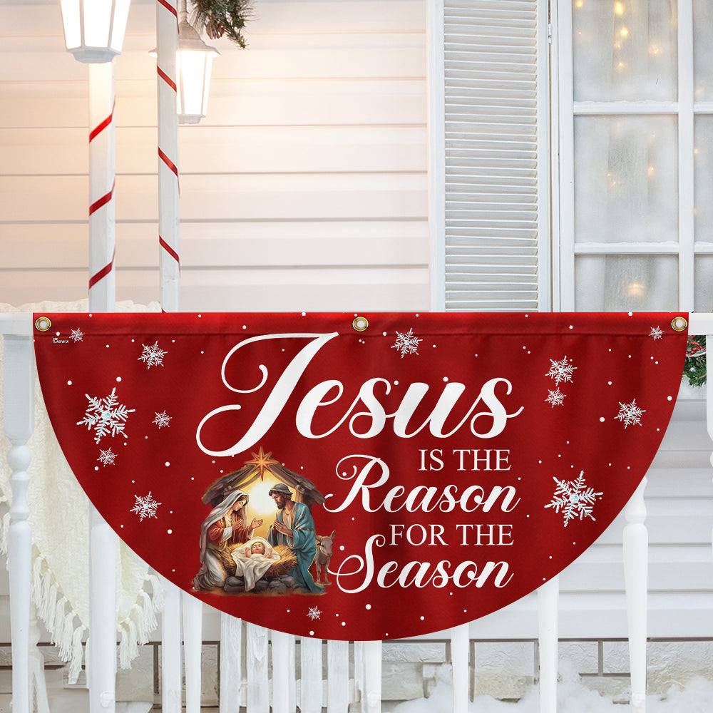 Jesus Is The Reason For The Season Nativity of Jesus Christmas Non-Pleated Fan Flag